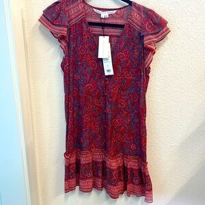 Summer dress cap ruffle sleeves with ruffle hem.  Never worn.